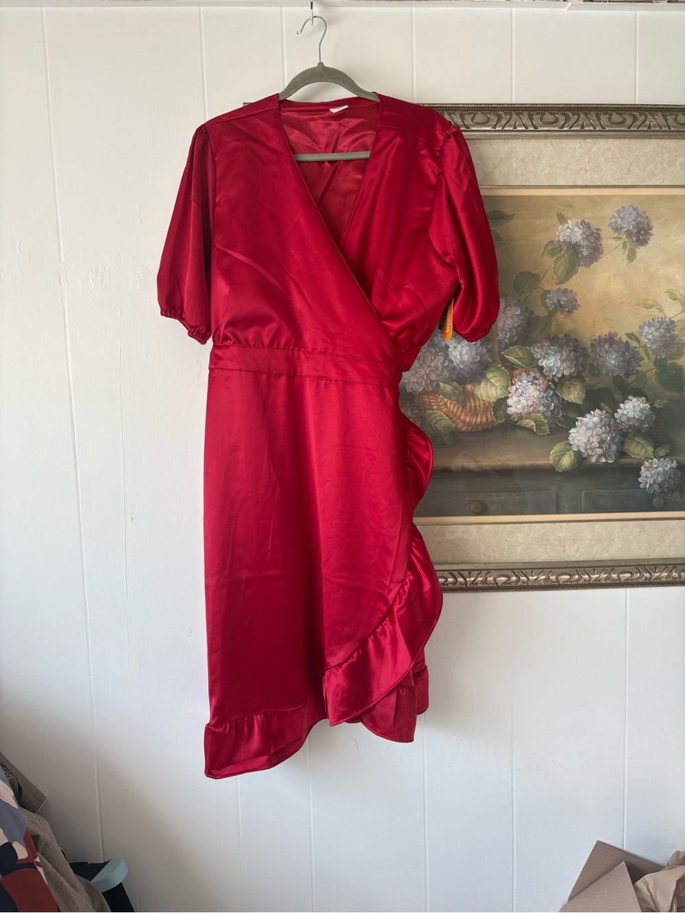Gymboree Red Satin Asymmetrical Wrap Dress with Ruffle Trim